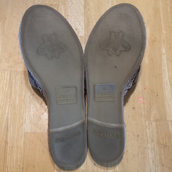 Authentic Gucci WOMEN'S GG MATELASSÉ CANVAS ESPADRILLE SANDAL - Picture 10 of 11